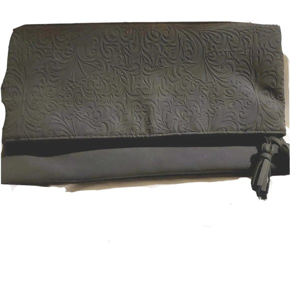 Ion Color Brilliance Black colored clutch fold over bag Zipper Closure Clean - Picture 1 of 5